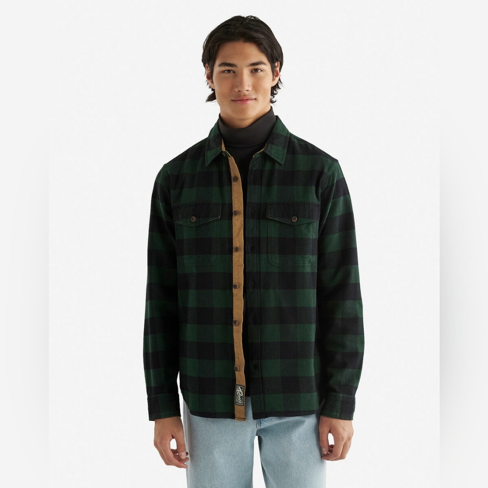 Roots Canada Shirt Park Plaid Mens Button Up Elbow Patch Flannel Heavy Size XL